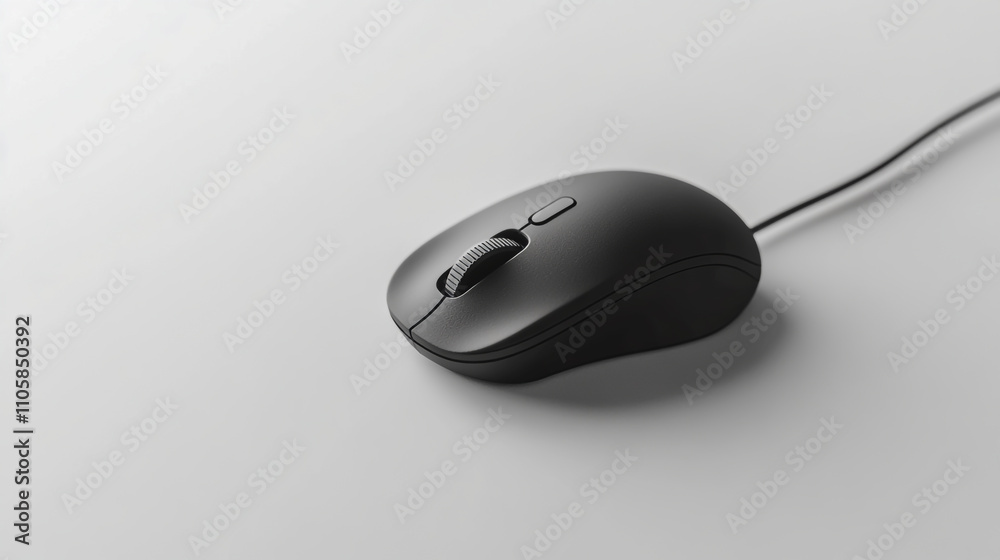 High-quality image of a sleek black computer mouse High-quality image of a sleek black computer mouse