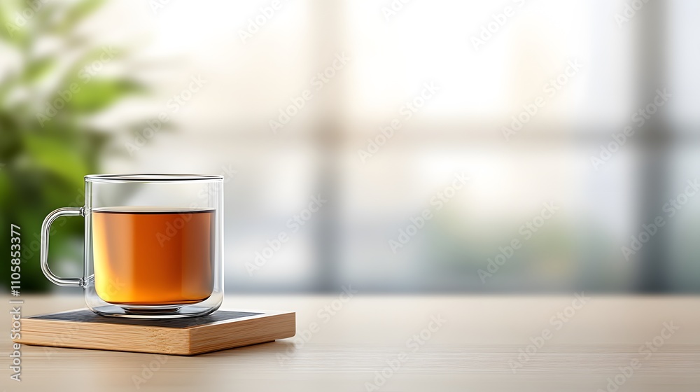 Herbal infusion in a transparent teapot, set against a blurred background of warm natural light Herbal infusion in a transparent teapot, set against a blurred background of warm natural light