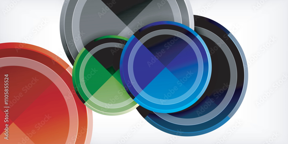Abstract background - multicolored circles, trendy minimal geometric design, vector illustration Abstract background - multicolored circles, trendy minimal geometric design, vector illustration