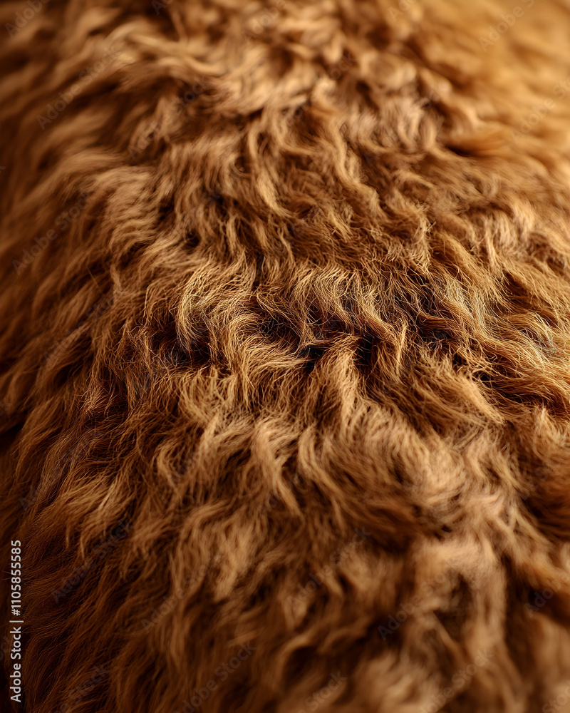 Close-up texture of light brown, wavy fur. Close-up texture of light brown, wavy fur.