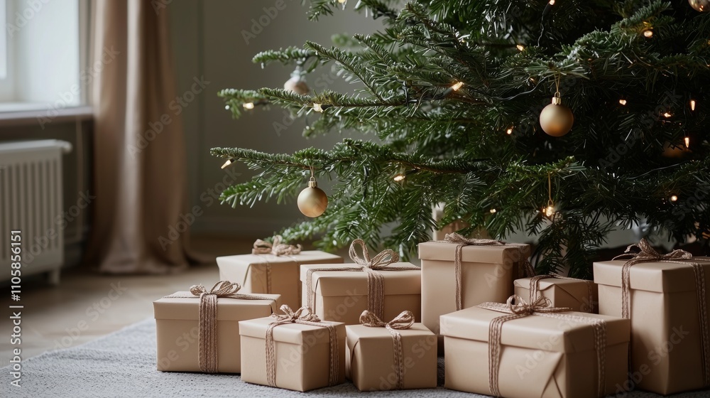 Simple Christmas Decor Kraft Paper Presents Simple Christmas Decor Kraft Paper Presents