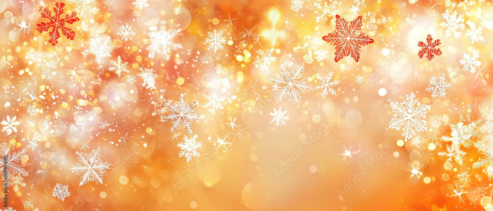 vibrant Christmas background featuring sparkling snowflakes and warm orange tones, creating cheerful and festive atmosphere perfect for holiday celebrations vibrant Christmas background featuring sparkling snowflakes and warm orange tones, creating cheerful and festive atmosphere perfect for holiday celebrations