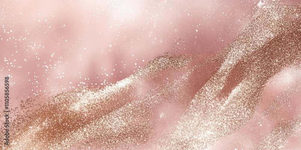 Fototapeta premium Gentle waves of soft pink fabric display a luxurious shimmering texture, reflecting light and showcasing delicate sparkles that create an enchanting appearance.