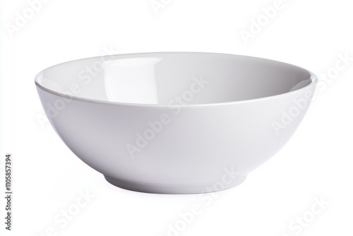 Plain white ceramic bowl on white background