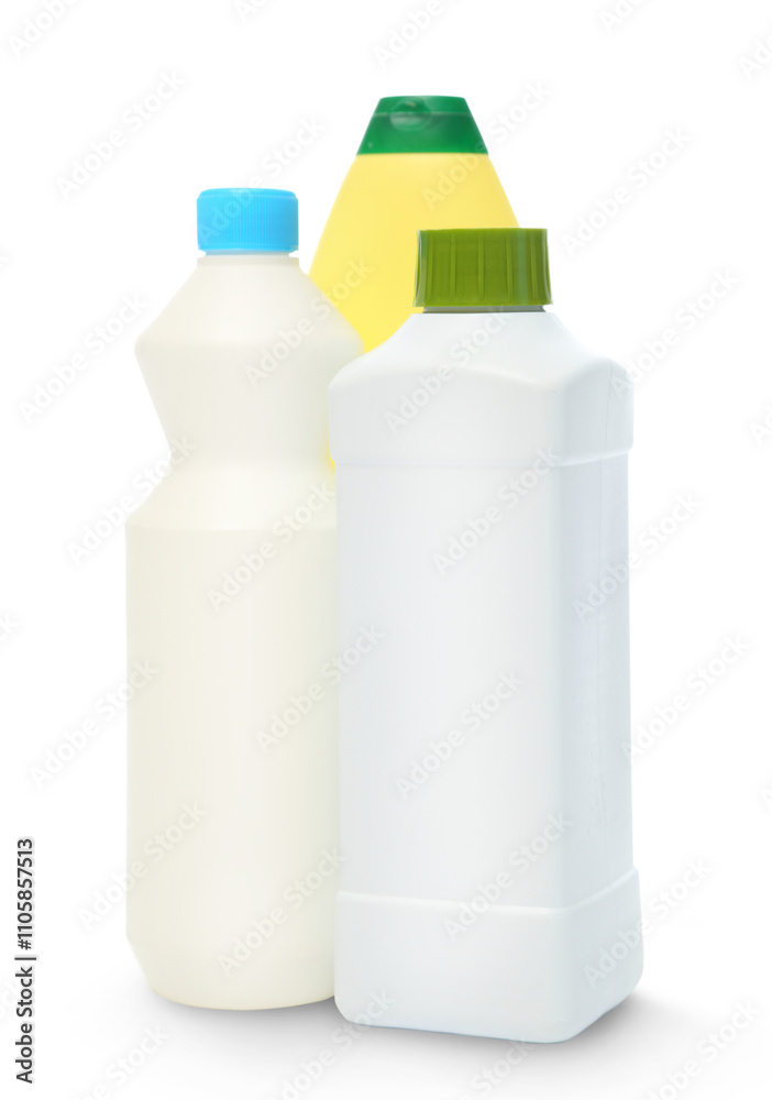 Cleaning supplies isolated on white