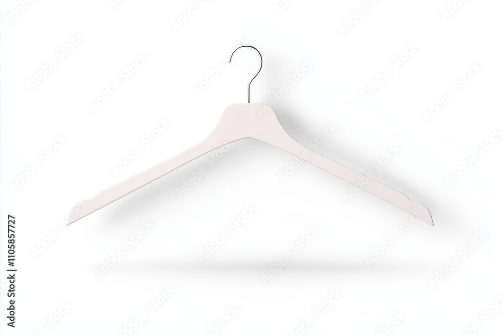 Minimalist wooden clothes hanger on white background Minimalist wooden clothes hanger on white background