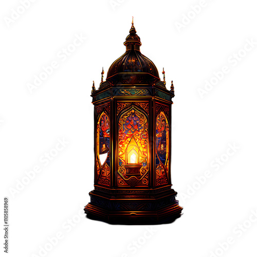 Ornate Ramadan Lantern, Illuminated