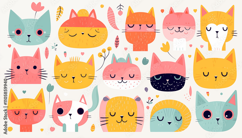 Obraz premium cat vector cute cartoon generative AI