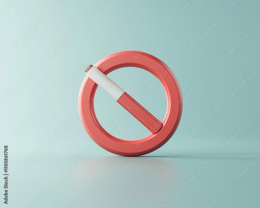 No smoking sign with clear symbol, professional tone, 3D illustration No smoking sign with clear symbol, professional tone, 3D illustration