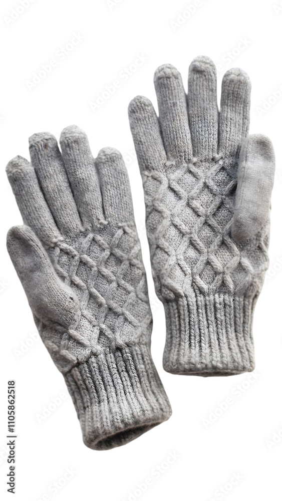 Knitted gloves. grey of gloves isolated Knitted gloves. grey of gloves isolated
