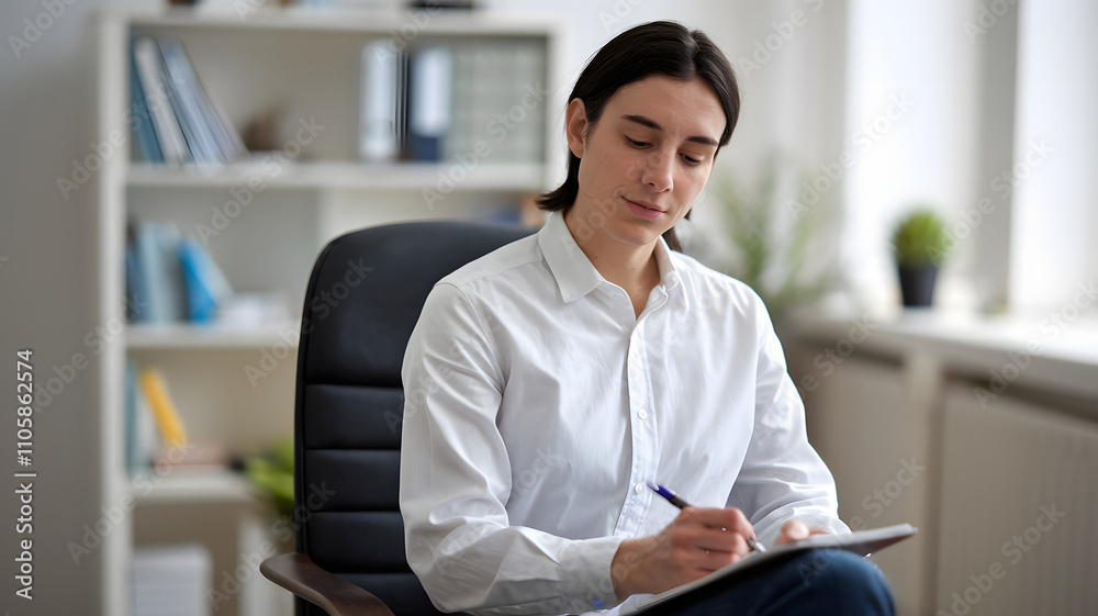 Psychologist taking notes during a counseling session, capturing insights and strategies to support mental health and personal growth. Psychologist taking notes during a counseling session, capturing insights and strategies to support mental health and personal growth.