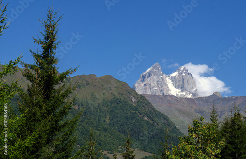 Ushba Mountain in Svaneti region of Georgia