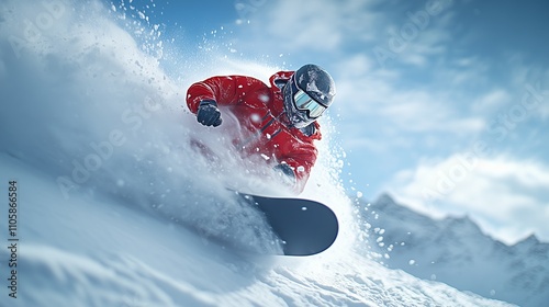 Cinematic sport photography snowboarder 