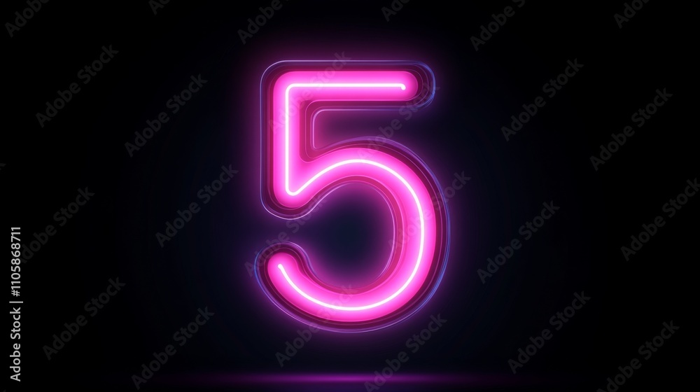 Dynamic Number Five with Neon Glow: A Vibrant Graphic Design Dynamic Number Five with Neon Glow: A Vibrant Graphic Design