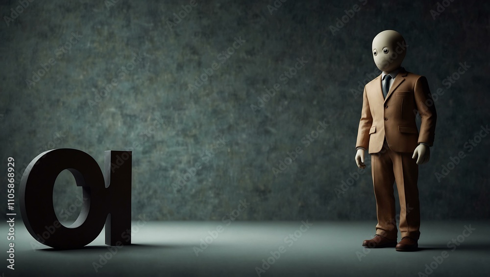 Fototapeta premium Curious figure with a question mark.