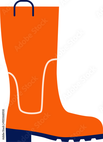 Orange rubber rain boot