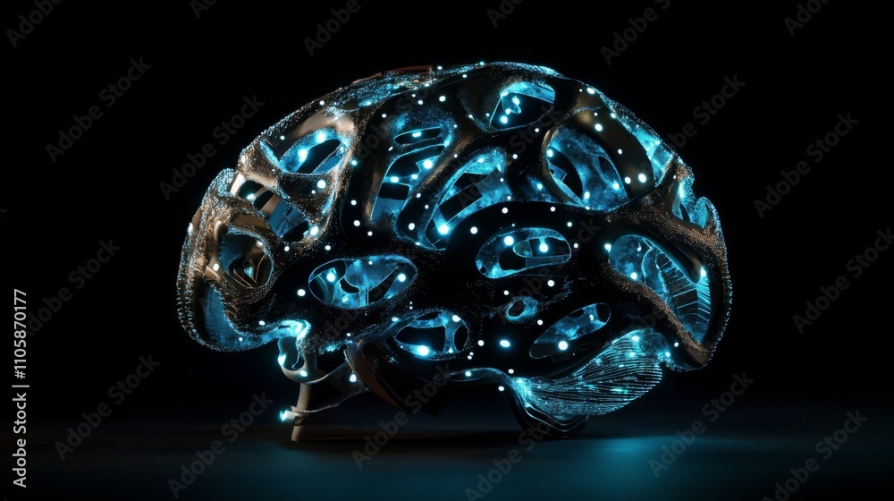 Futuristic Brain Design: A Technological Marvel of Intricate Geometry and Glowing Lights Futuristic Brain Design: A Technological Marvel of Intricate Geometry and Glowing Lights