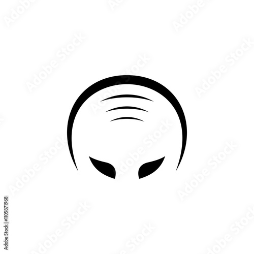 black alien face vector icon logo