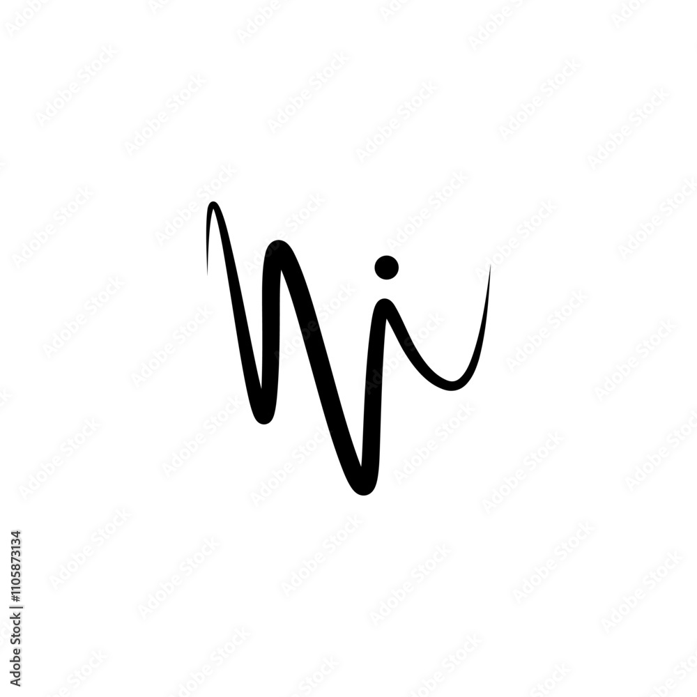 initial signature letter w and i wi logo