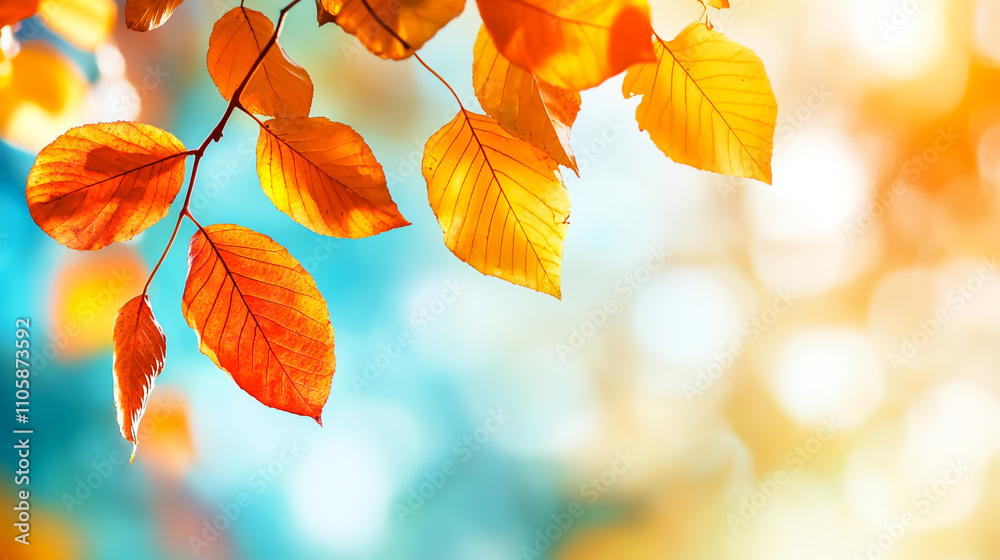 The sun shines on the leaves, creating beautiful bokeh in nature. The background is blurred and has a light blue tone . The sun shines on the leaves, creating beautiful bokeh in nature. The background is blurred and has a light blue tone .