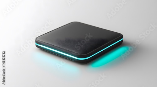 Sleek wireless charger with glowing edge design.