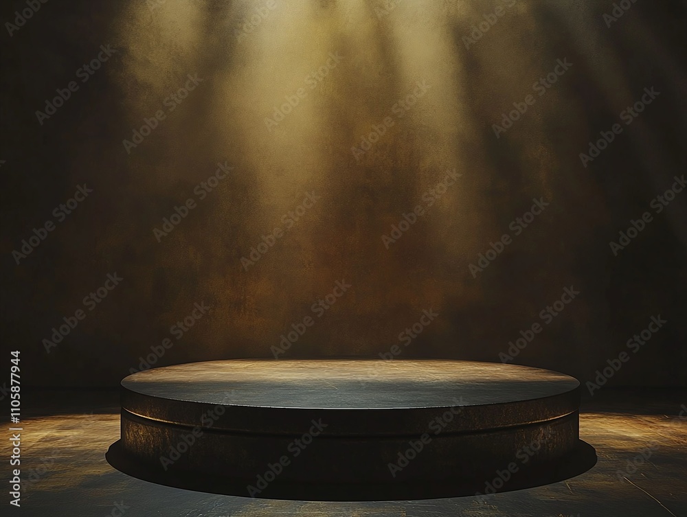 Podium stands illuminated by soft light in a darkened space creating a dramatic atmosphere for presentations or performances Podium stands illuminated by soft light in a darkened space creating a dramatic atmosphere for presentations or performances