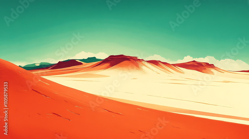 Serene Cloud-Filled Sky Over Minimalist Desert Range