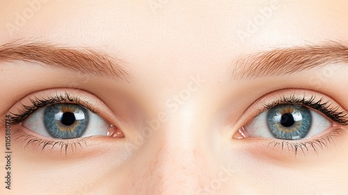 Close-Up View of Beautiful Human Eyes with Unique Blue and Brown Patterns, Emphasizing Natural Features and Captivating Expression, Sparkling and Expressive Gaze