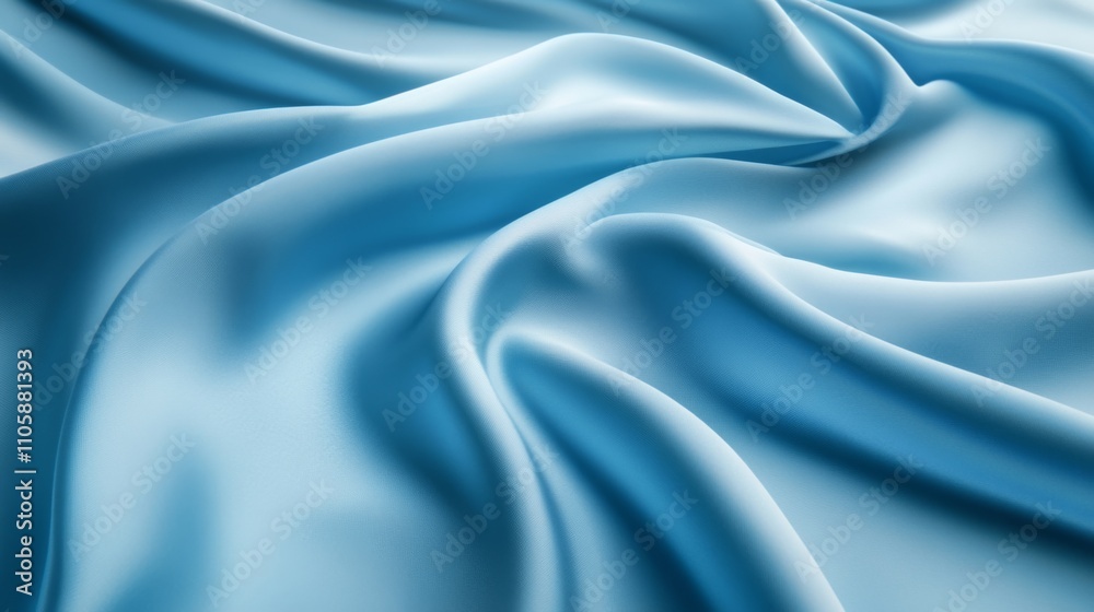 Obraz premium Stunning Light Blue Satin Fabric Texture, a Detailed Close-up of Exquisite Drape and Smooth Surface