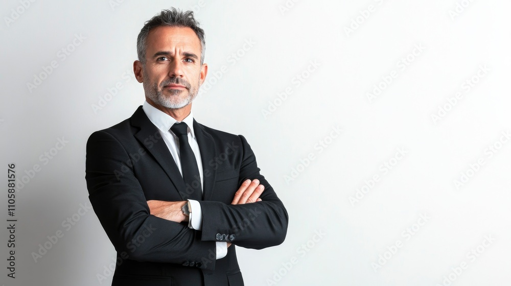 Confident Mature Businessman in Formal Suit with Arms Crossed Confident Mature Businessman in Formal Suit with Arms Crossed