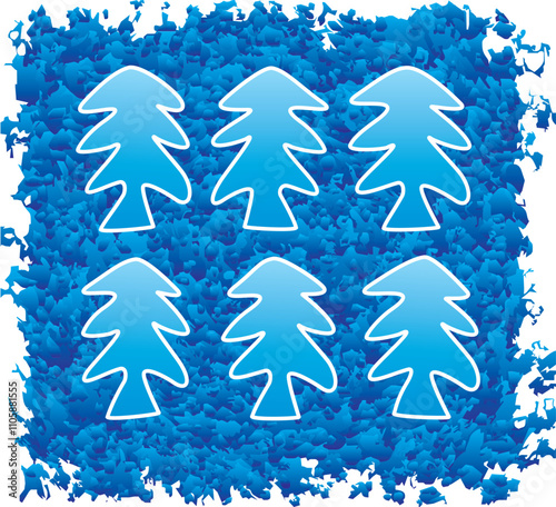 New Year trees on gradient background. New Year  and  christmas winter motif. Vector graphics.