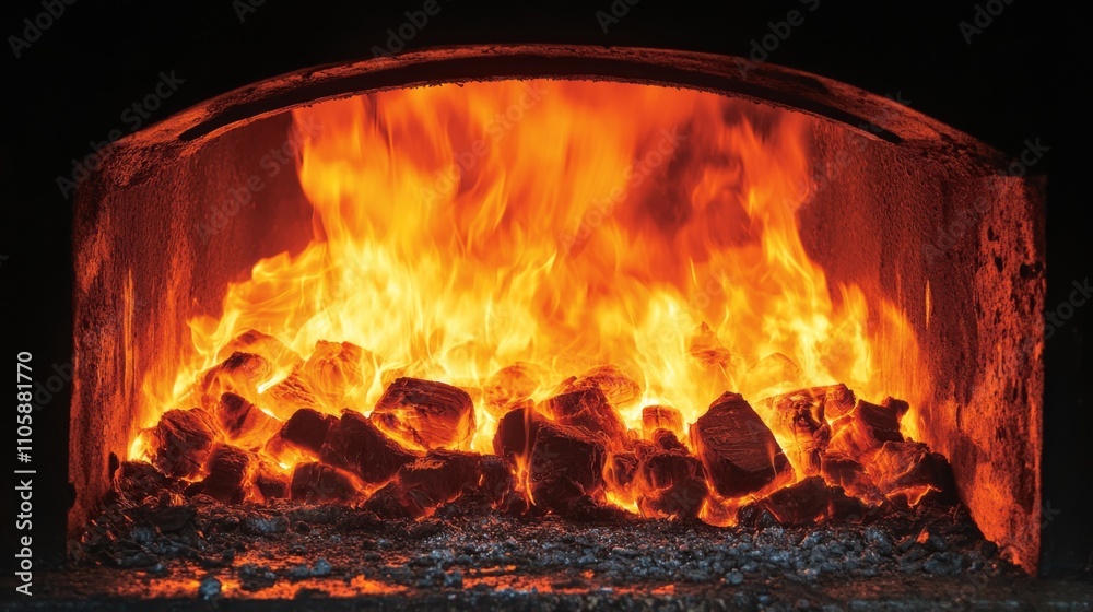 Intense Fire and Coal Burning in a Furnace: A Powerful Visual of Energy and Heat Intense Fire and Coal Burning in a Furnace: A Powerful Visual of Energy and Heat