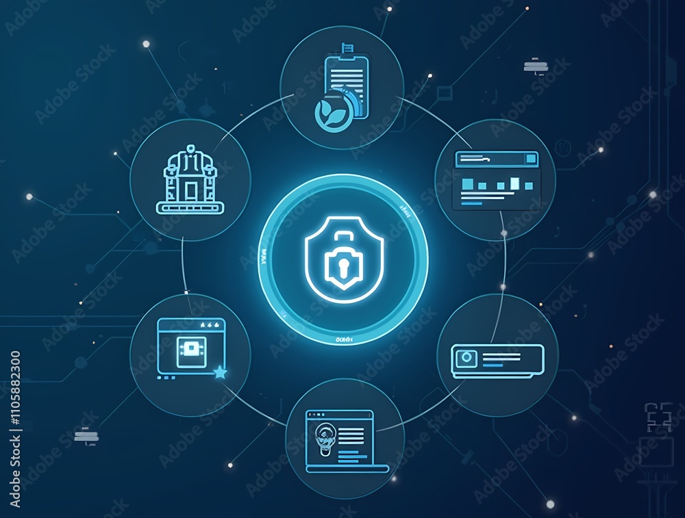 Graphical representation of cybersecurity, data protection and information privacy Graphical representation of cybersecurity, data protection and information privacy