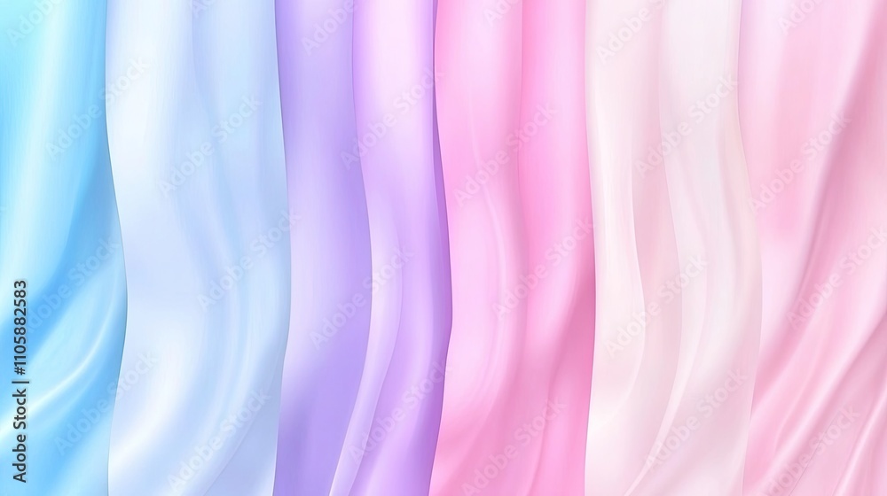 Obraz premium Soft and Flowing Fabric Drapery in Pastel Shades of Blue, Purple, and Pink Ideal for Backgrounds, Textiles, and Fashion Photography