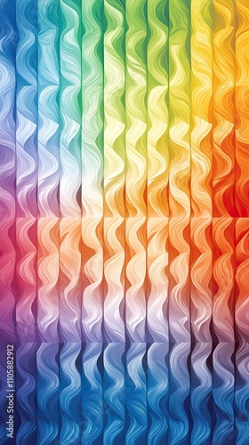 Vibrant Abstract Waves Pattern Background with Dynamic Colors Reflecting a Beautiful Spectrum from Blue to Red, Perfect for Creative Design Projects and Modern Art Displays