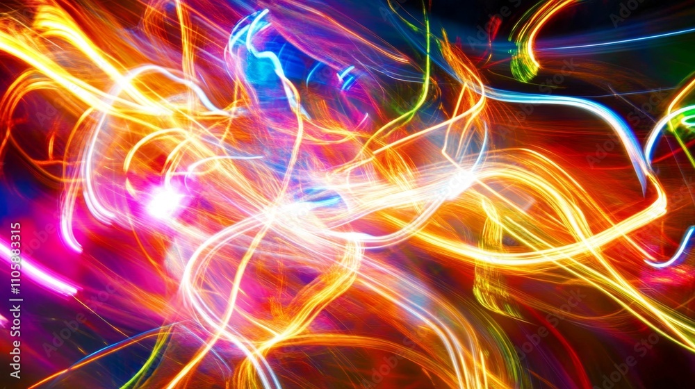 Dynamic Organic Patterns of Light Trails in Vibrant Colors Dynamic Organic Patterns of Light Trails in Vibrant Colors