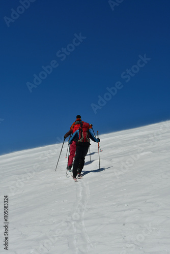 Climbing Llaima Vulcano with ski toptouring strong wind storm Chile