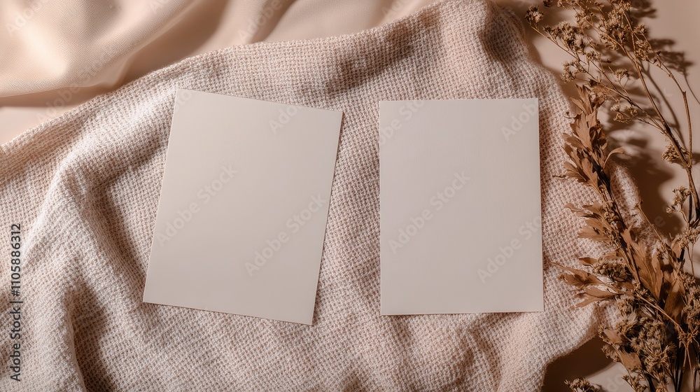 Fototapeta premium Wedding Invitation Mockup for Printing with White Design