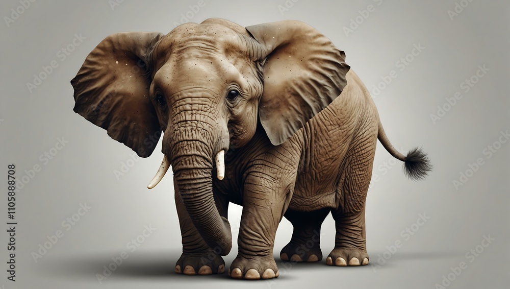 Fototapeta premium Cute elephant vector on a white background.