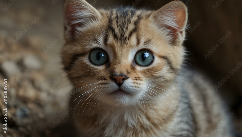 Fototapeta premium Cute kitten close-up with big eyes.