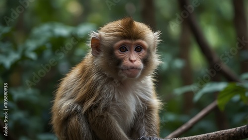 Cute monkey in a forest.