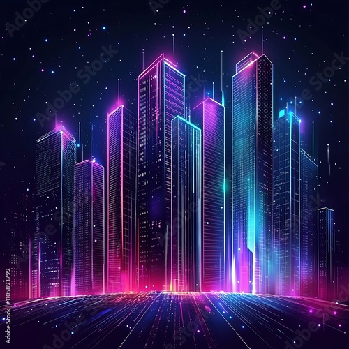 Creative vector art showcasing a dynamic urban cityscape with tall structures