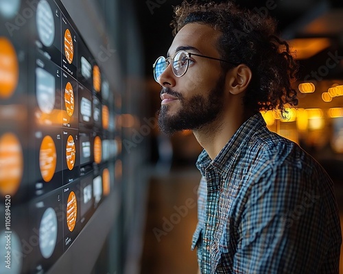 A customer service manager reviewing performance dashboards to strategize for better service outcomes photo