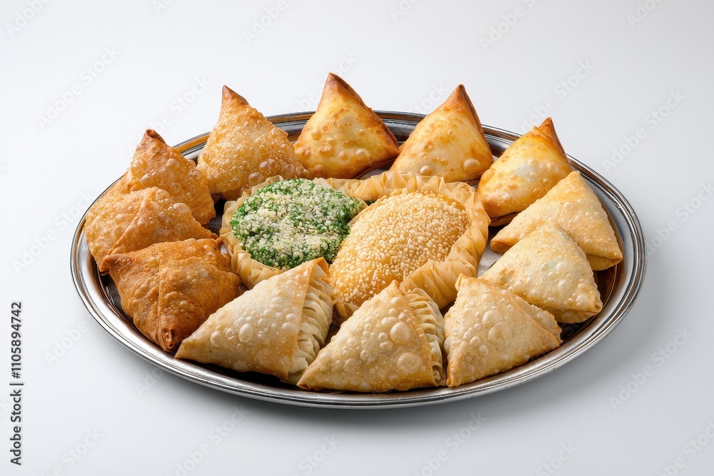 Assorted Appetizers on a Silver Platter with Various Fillings Assorted Appetizers on a Silver Platter with Various Fillings