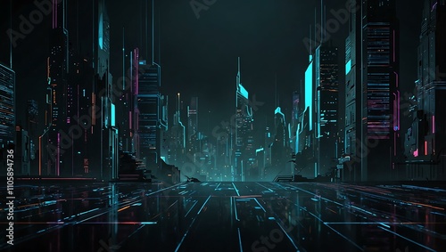 Wallpaper Mural Cyberpunk-style abstract lines background. Torontodigital.ca