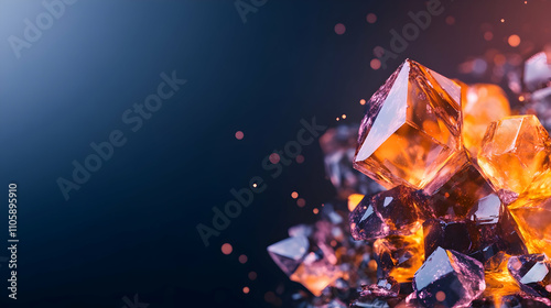 deep orange and black crystals in natural mineral formation closeup