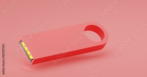 USB Flash Drive with Minimalist Red background  3D illustration