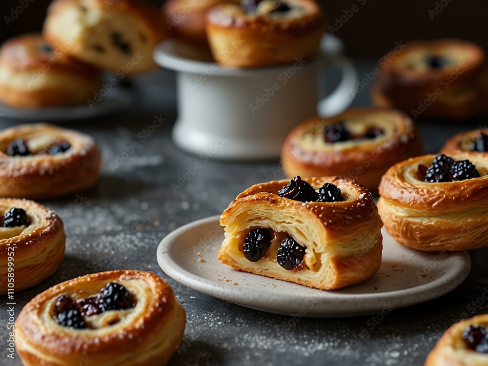 Danish pastry with raisins. Danish pastry with raisins.