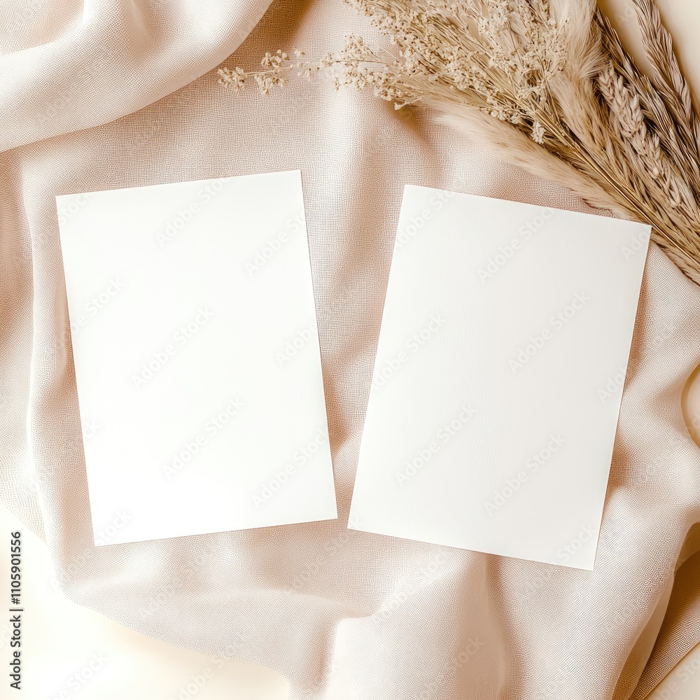 Clean Wedding Invitation Mockup with Blank Cards on White Clean Wedding Invitation Mockup with Blank Cards on White
