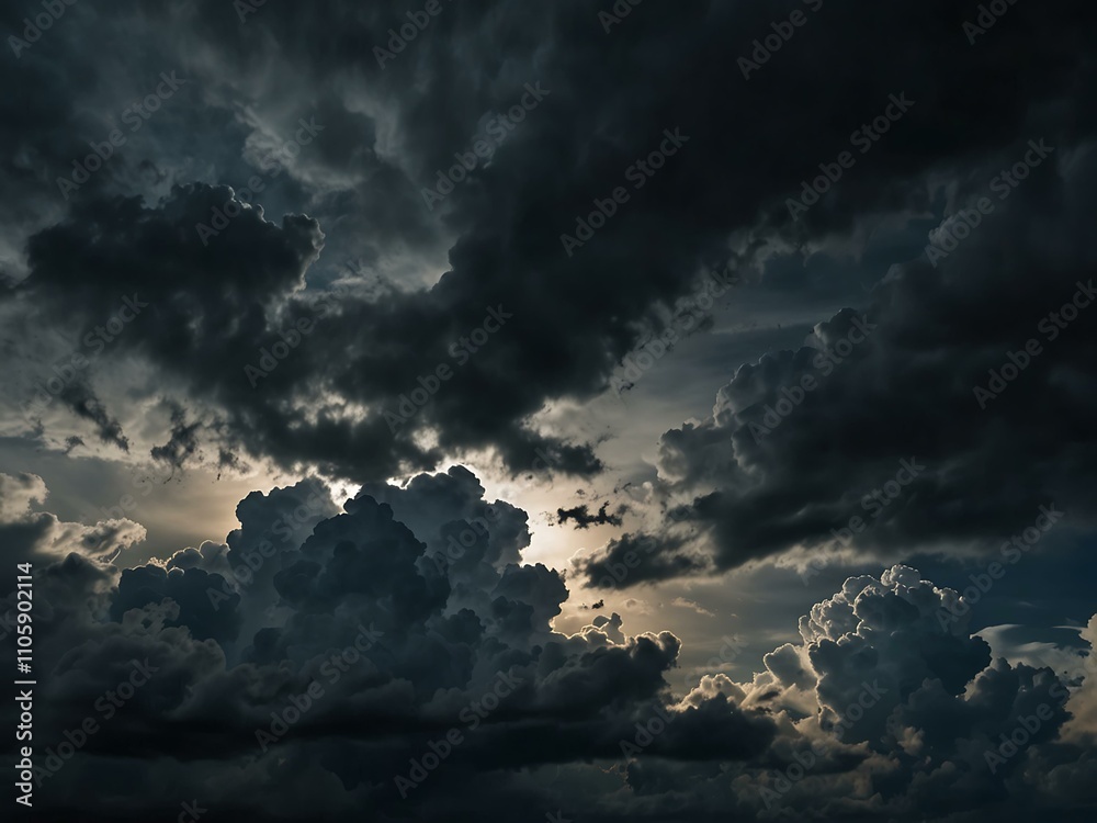 Dark cloudy sky with a heart-shaped white hole. Dark cloudy sky with a heart-shaped white hole.